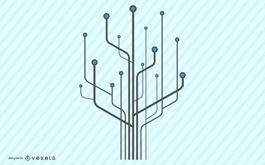 Árvore de tecnologia ilustração de chip de computador Árvore de tecnologia ilustração de chip de computador