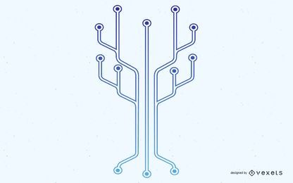 Computerchip-Linie Technologie-Baum-Illustration Computerchip-Linie Technologie-Baum-Illustration