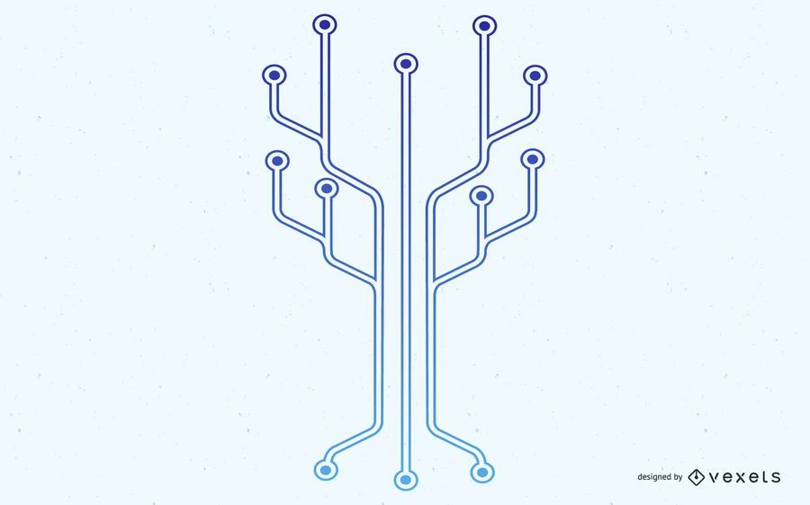 Ilustração de árvore de tecnologia de linha de chip de computador Ilustração de árvore de tecnologia de linha de chip de computador