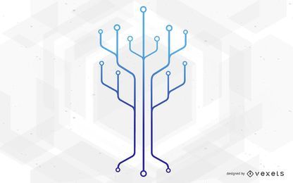 Ilustração da árvore de tecnologia de circuito de chip