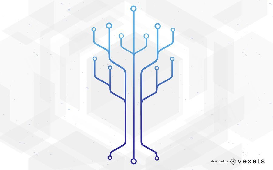 Tecnología de circuito de chip Ilustración de árbol Tecnología de circuito de chip Ilustración de árbol