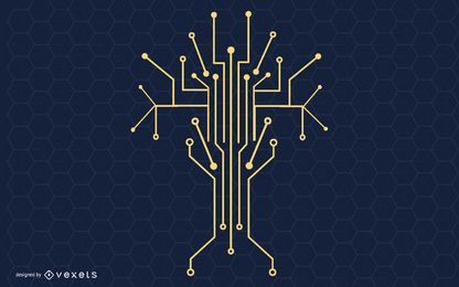 Ilustração em vetor de árvore de tecnologia