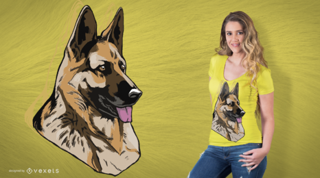 Diseño de camiseta de perro pastor alemán