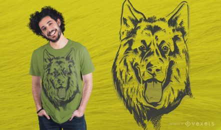 Deutscher Schäferhund Lineal T-Shirt Design