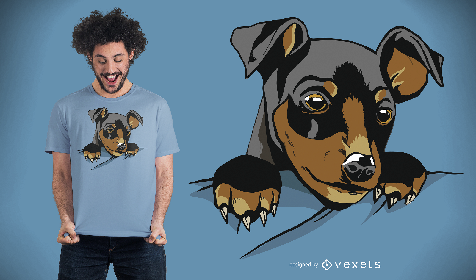 Cute Dog Pocket T-Shirt Design