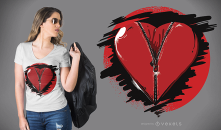 Zipper Heart T-Shirt Design Zipper Heart T-Shirt Design