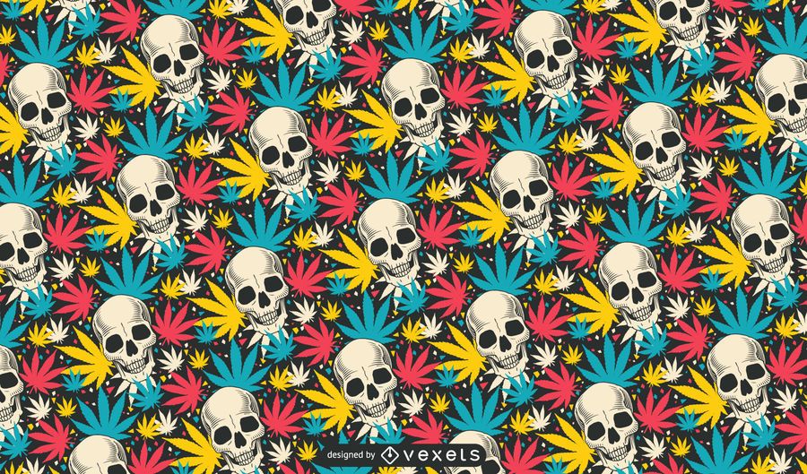 Skull Cannabis Pattern Design Skull Cannabis Pattern Design