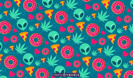Nettes Alien Cannabis Musterdesign