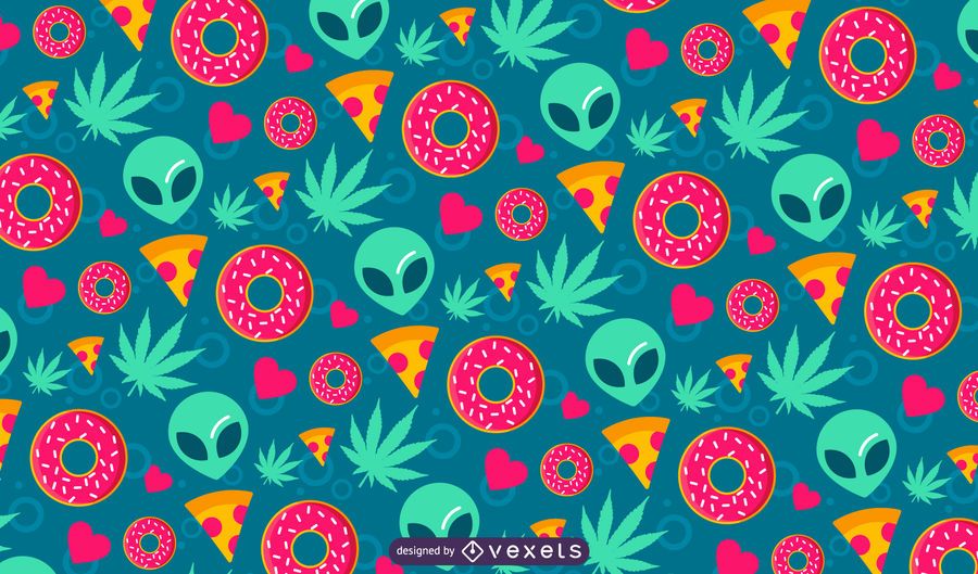 Cute Alien Cannabis Pattern Design Cute Alien Cannabis Pattern Design