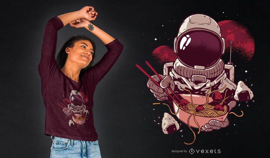 Ramen Astronaut T-Shirt Design Ramen Astronaut T-Shirt Design