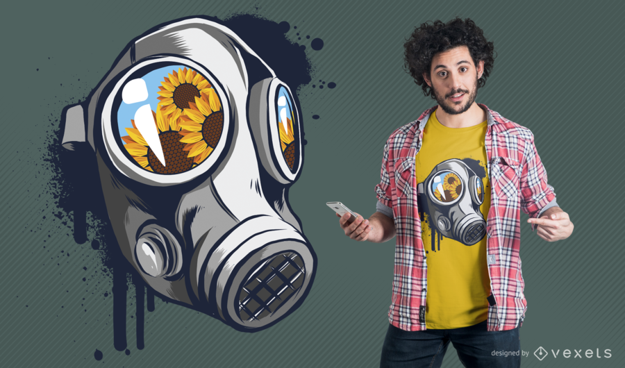 Floral Gas Mask T-Shirt Design Floral Gas Mask T-Shirt Design