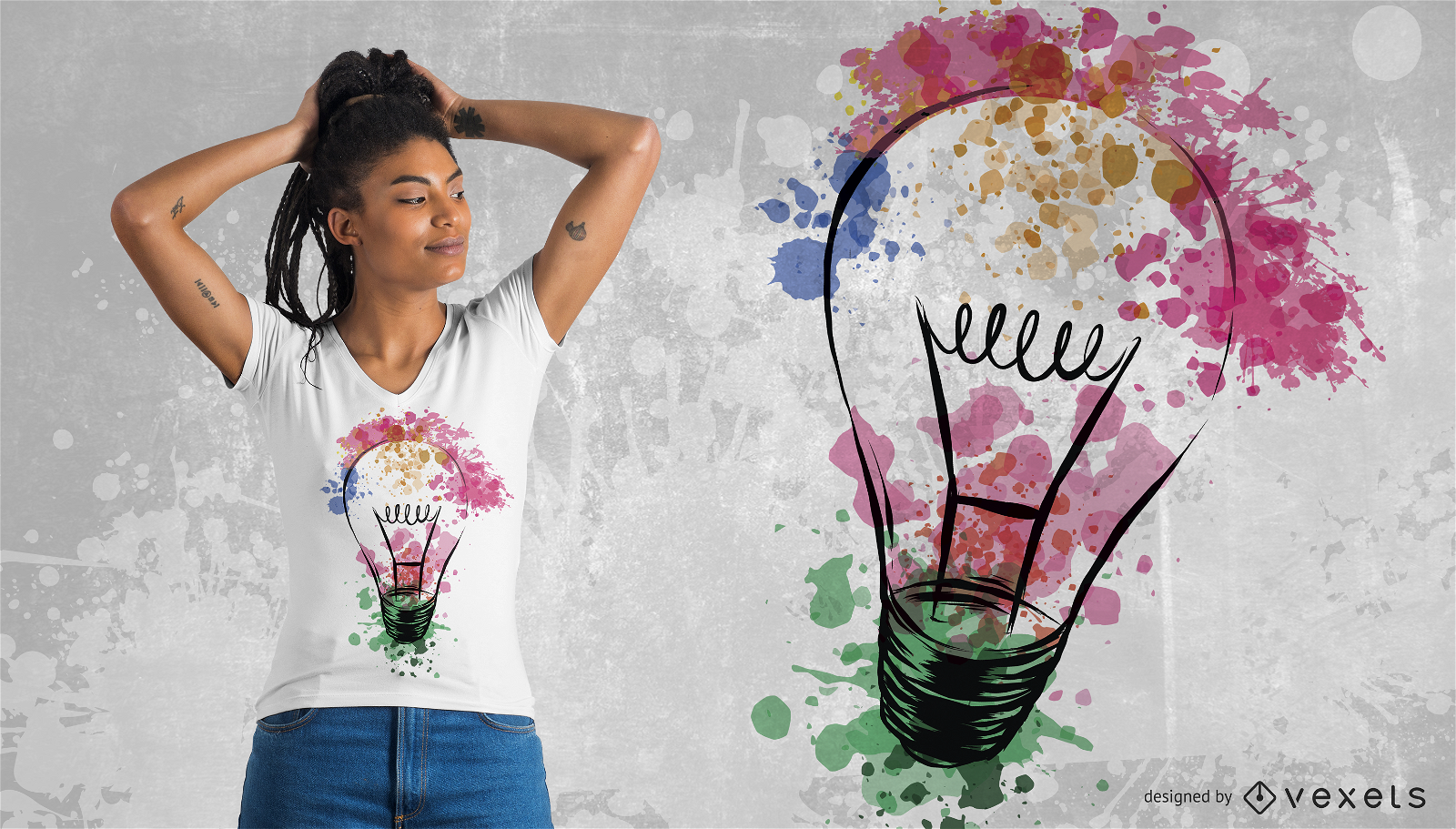 Watercolor Light Bulb T-Shirt Design