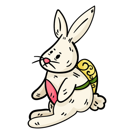 Easter bunny with an easter egg illustration PNG Design