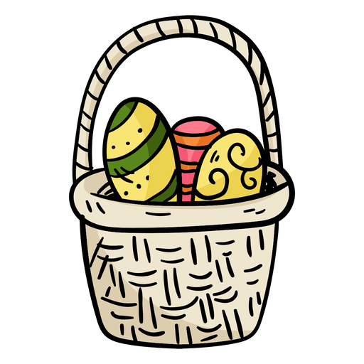 Ilustraci?n de canasta de huevos de Pascua