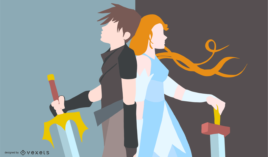 Anime guerrero pareja ilustración Anime guerrero pareja ilustración