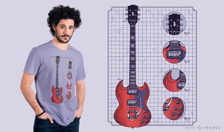 Diseño de camiseta de guitarra Gibson Diseño de camiseta de guitarra Gibson
