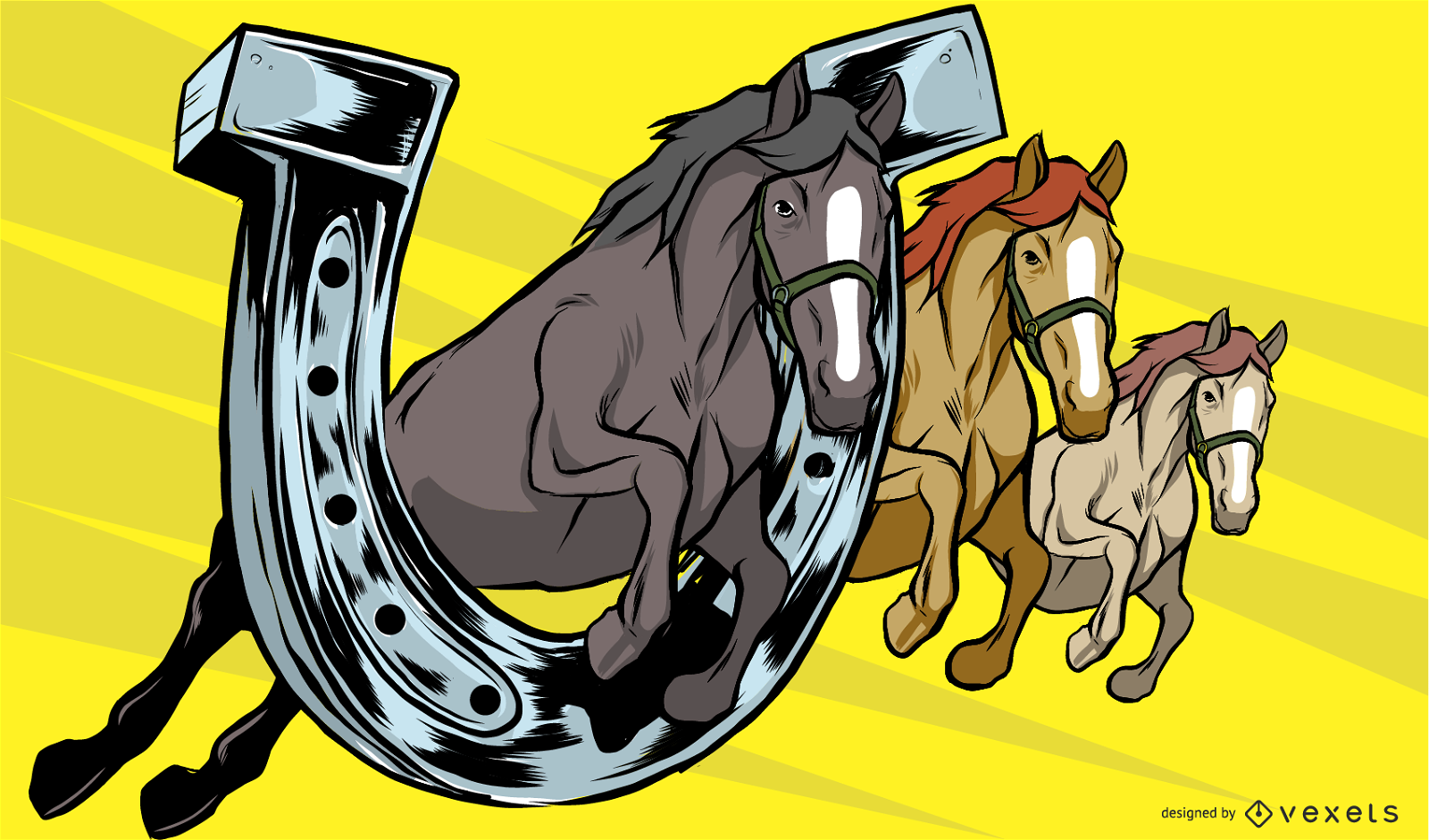 Pferd und Hufeisen Illustration