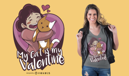 My Cat is My Valentine T-shirt Design