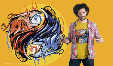 Design de camiseta Phoenix Yin Yang