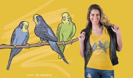 Pássaros no design do t-shirt do ramo Pássaros no design do t-shirt do ramo