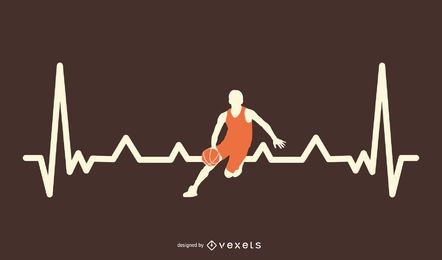Basketball Heartbeat Line Design