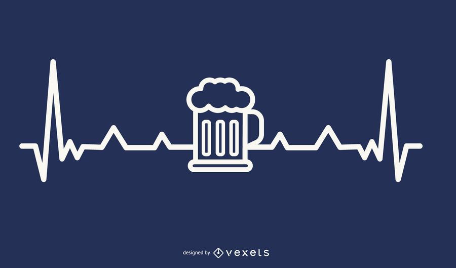 Cerveza con diseño de latidos del corazón Cerveza con diseño de latidos del corazón