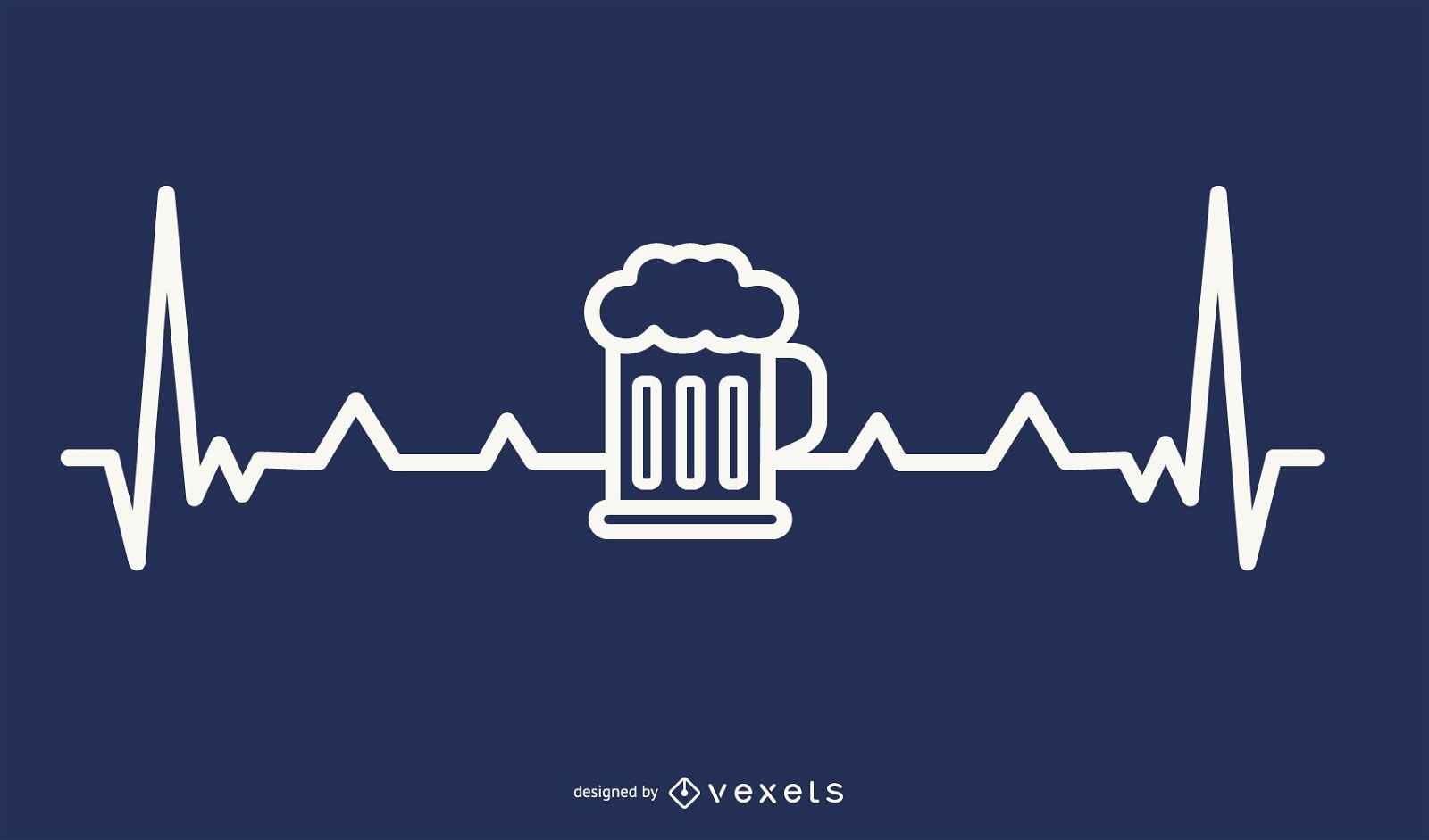 Beer with Heartbeat Design 