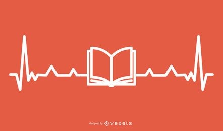 Book with Hearbeat Line Design 