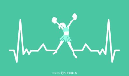 Cheerleading with Heartbeat Line Design