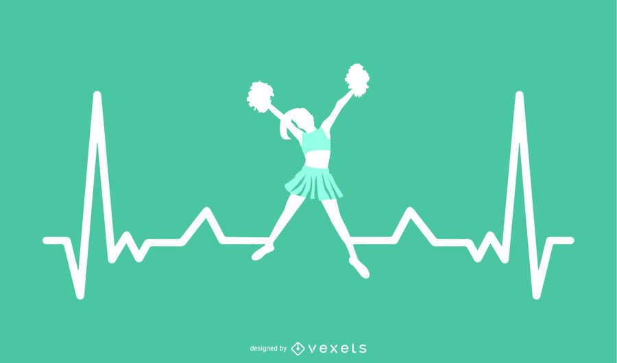 Cheerleading with Heartbeat Line Design Cheerleading with Heartbeat Line Design