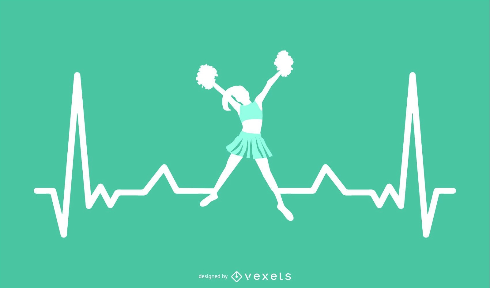 Cheerleading with Heartbeat Line Design