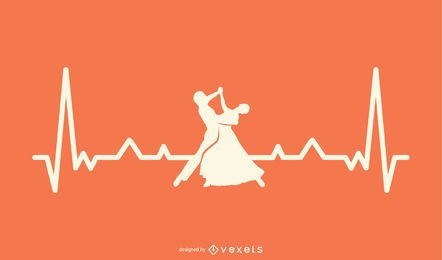 Línea de latido del corazón con ilustración de bailarina