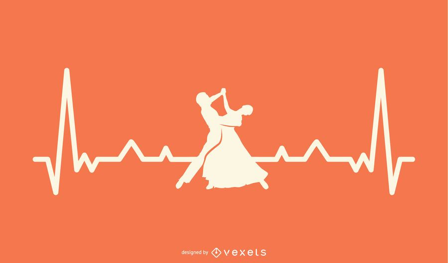 Heartbeat line with dancer illustration Heartbeat line with dancer illustration