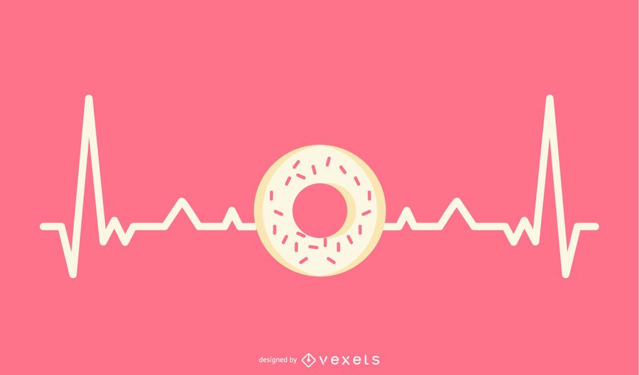 Heartbeat Line with Donut Illustration Heartbeat Line with Donut Illustration