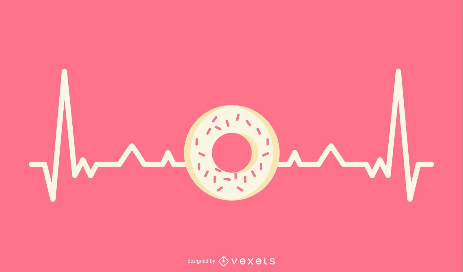 Herzschlaglinie mit Donut-Illustration