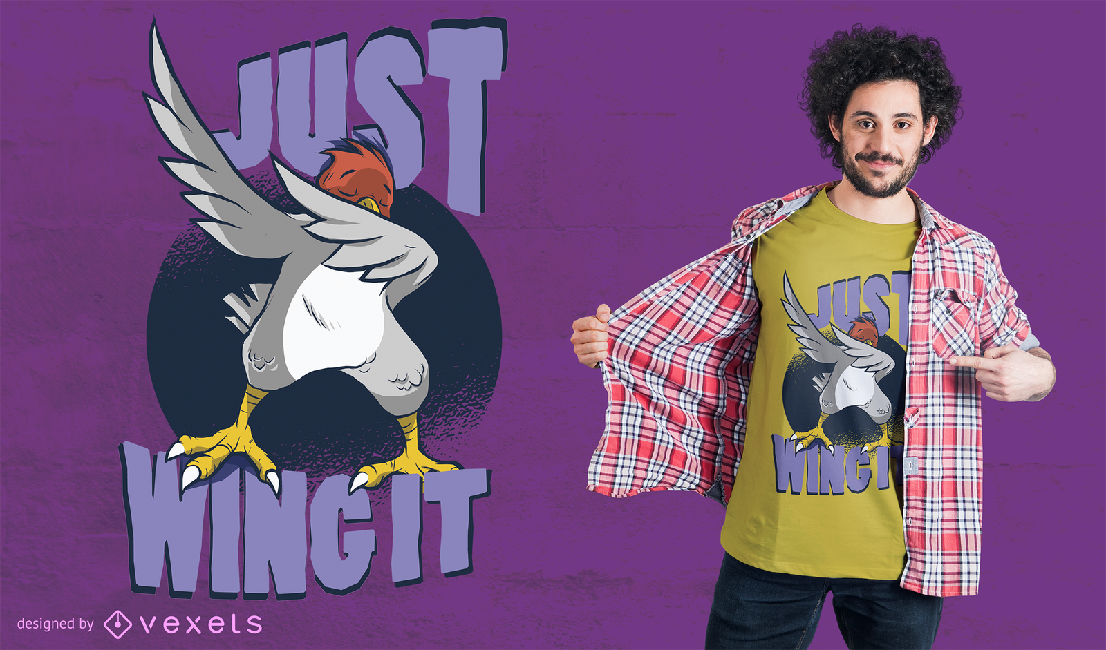 Diseño de camiseta Wing It Bird