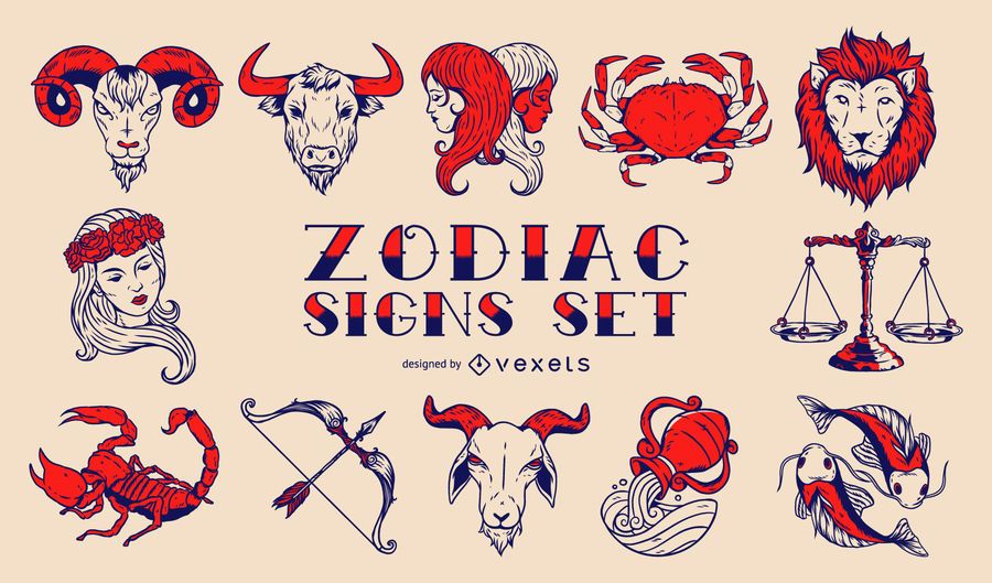 Conjunto de signos de zodiaco vintage Conjunto de signos de zodiaco vintage