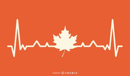 Maple Leaf with Heartbeat Line Design Maple Leaf with Heartbeat Line Design