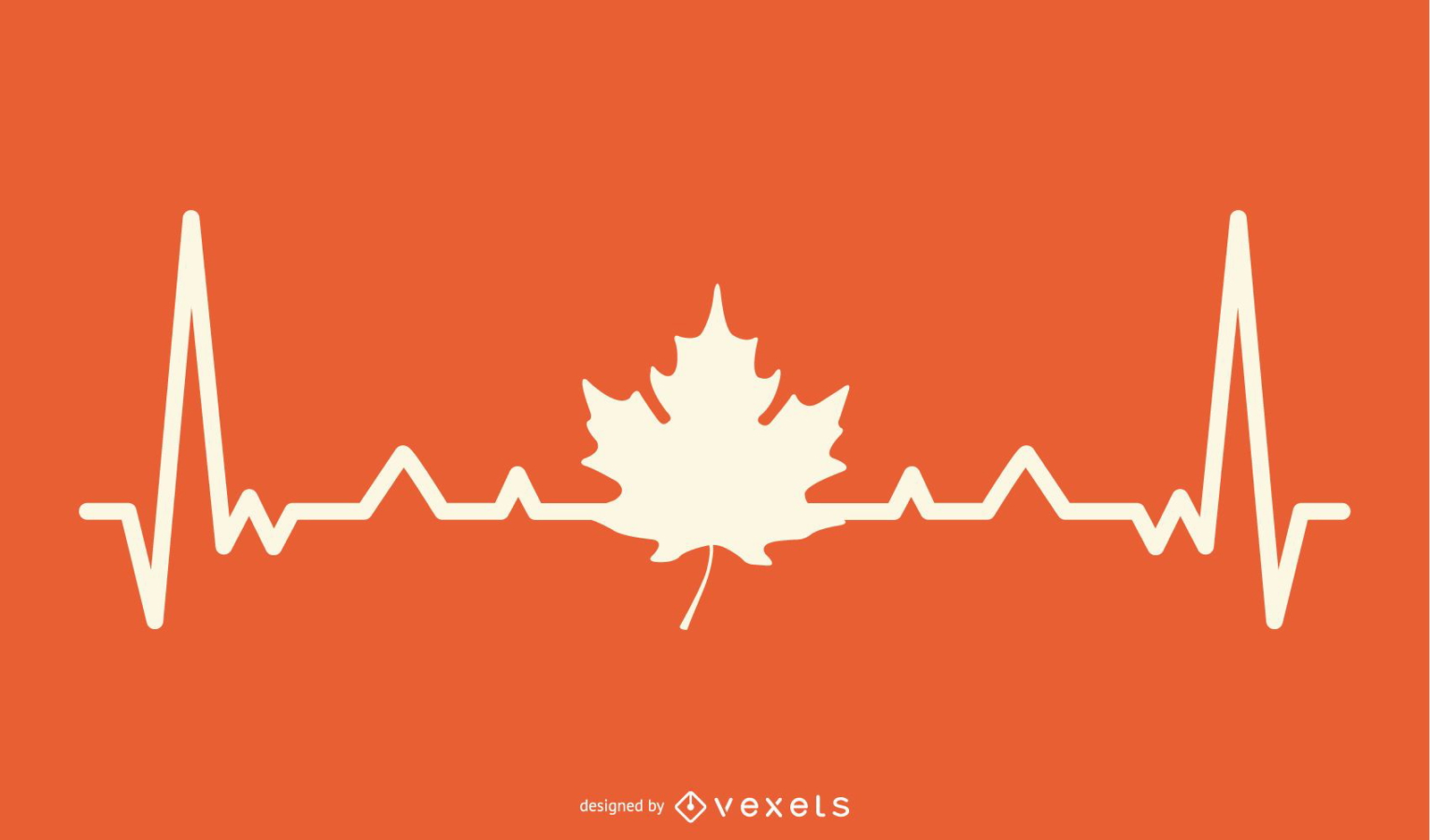 Maple Leaf with Heartbeat Line Design