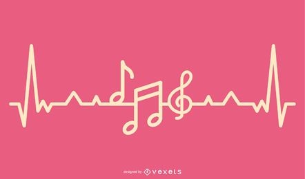 Music Love Heartbeat Design Vector Download