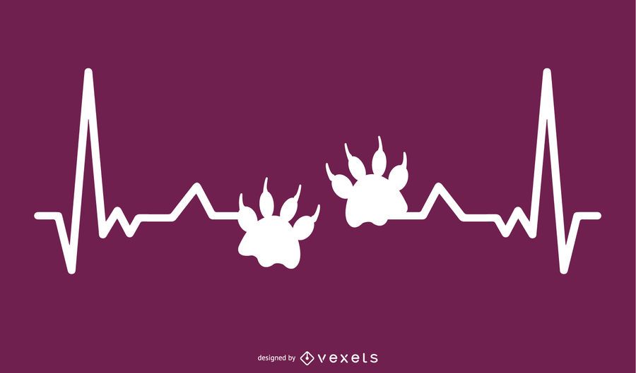 Animal Paw with Heartbeat Line Illustration Animal Paw with Heartbeat Line Illustration
