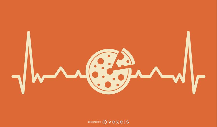Pizza with Heartbeat Line Design Pizza with Heartbeat Line Design