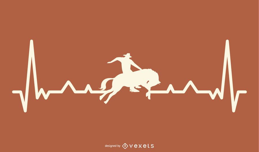 Rodeo with Heartbeat Line Illustration Rodeo with Heartbeat Line Illustration