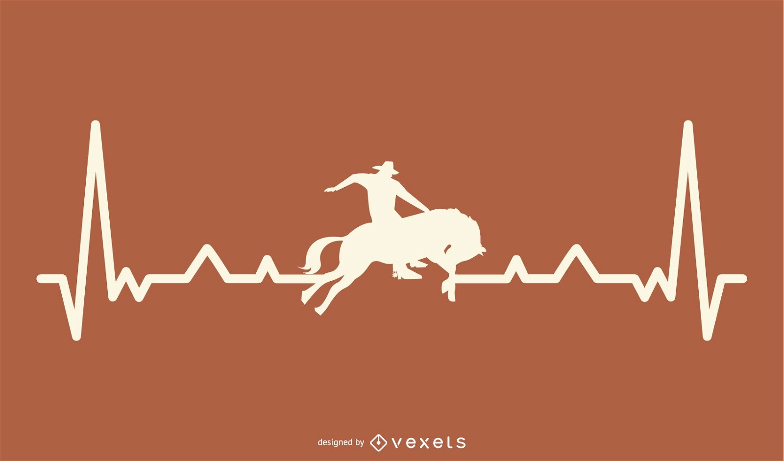 Rodeo with Heartbeat Line Illustration