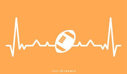 Rugby Ball with Heartbeat Line Illustration Rugby Ball with Heartbeat Line Illustration