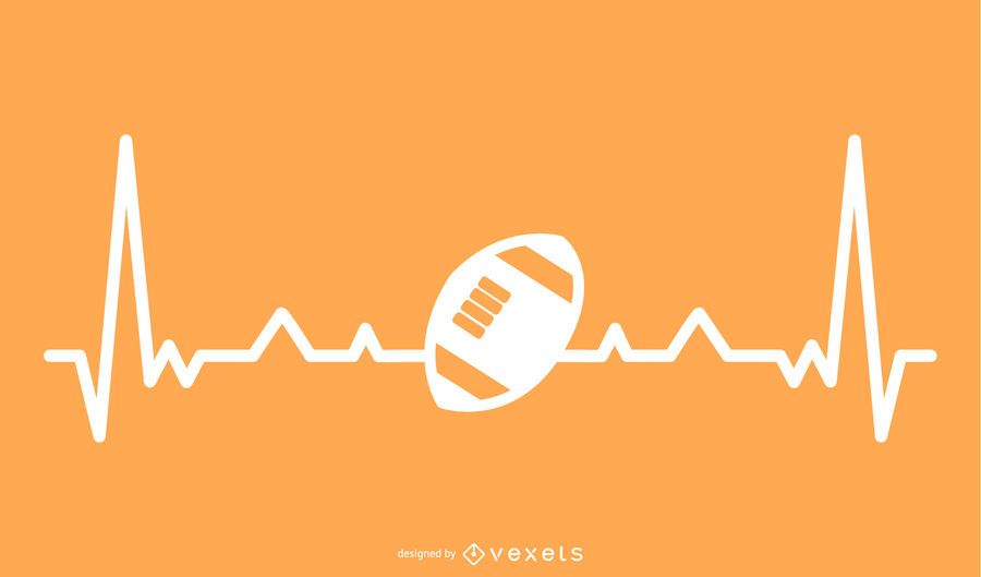 Rugby Ball with Heartbeat Line Illustration Rugby Ball with Heartbeat Line Illustration