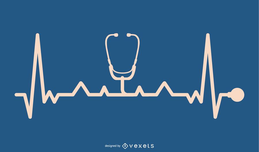Stethoscope Device with Heartbeat Line Design Stethoscope Device with Heartbeat Line Design