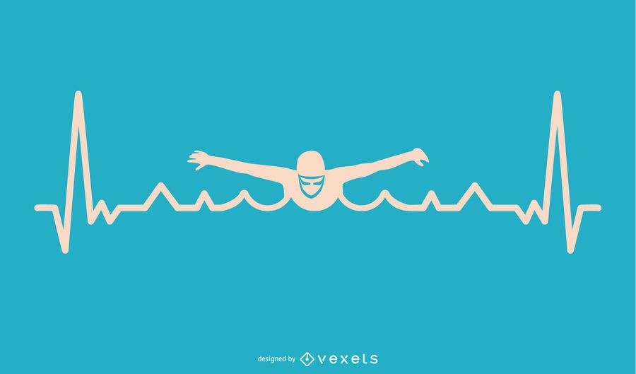 Swimming with Heartbeat Line Design Swimming with Heartbeat Line Design