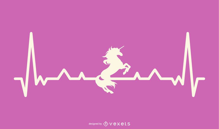 Unicornio con ilustración de línea de latido del corazón Unicornio con ilustración de línea de latido del corazón