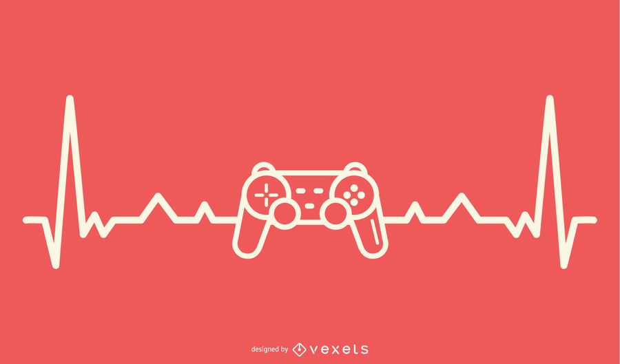 Download Video Gaming With Heartbeat Line Design - Vector Download